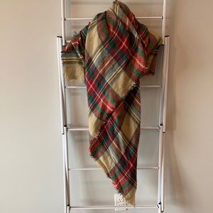 Plaid blanket scarf